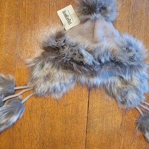Fur Trimmed Rhinestone Studded Hat with Earflaps